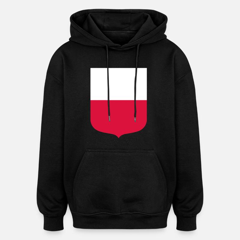 Pologne - Sweat à capuche oversize unisexe - noir
