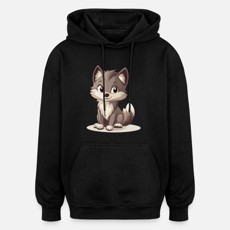 petit loup - Sweat à capuche oversize unisexe - noir