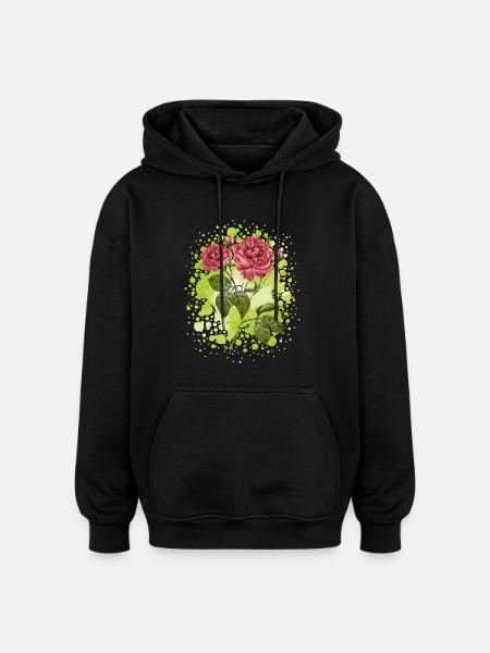 Blumen - Oversized Unisex Hoodie - Schwarz
