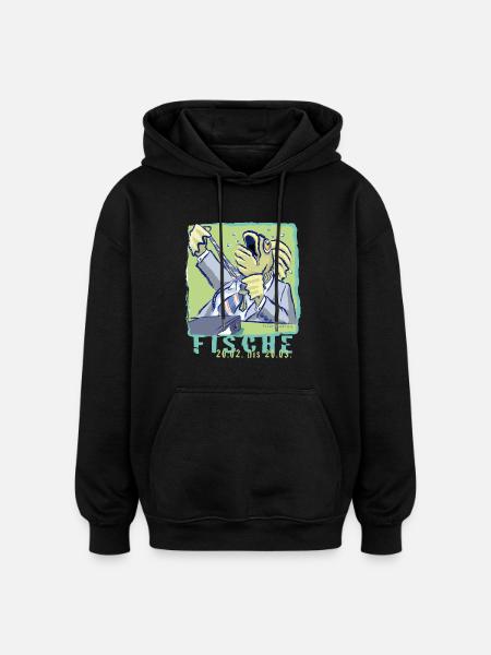 Sternzeichen-Fische - Oversized Unisex Hoodie - Schwarz