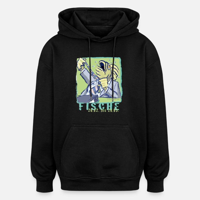 Sternzeichen-Fische - Oversized Unisex Hoodie - Schwarz