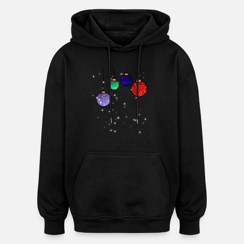 Christbaumkugeln mit Schneeflocken - Oversized Unisex Hoodie - Schwarz