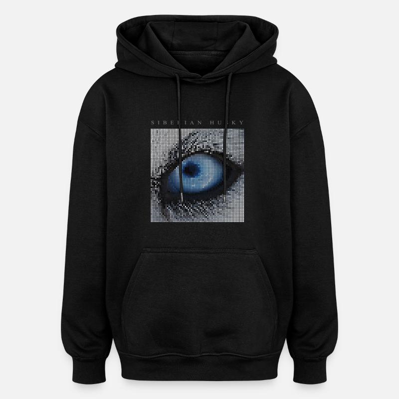 Husky œil - Sweat à capuche oversize unisexe - noir