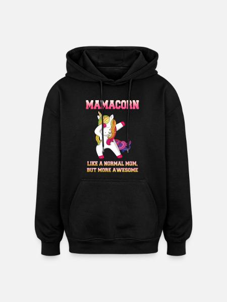 Mamacorn - Sweat à capuche oversize unisexe - noir
