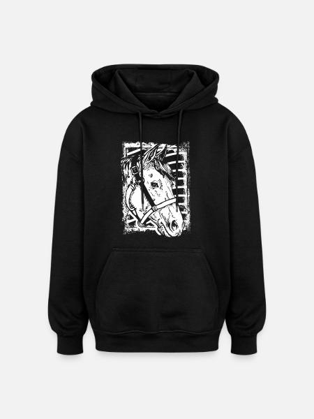 Reiten - Reiter - Pferd - Pferdekopf - Oversized Unisex Hoodie - Schwarz