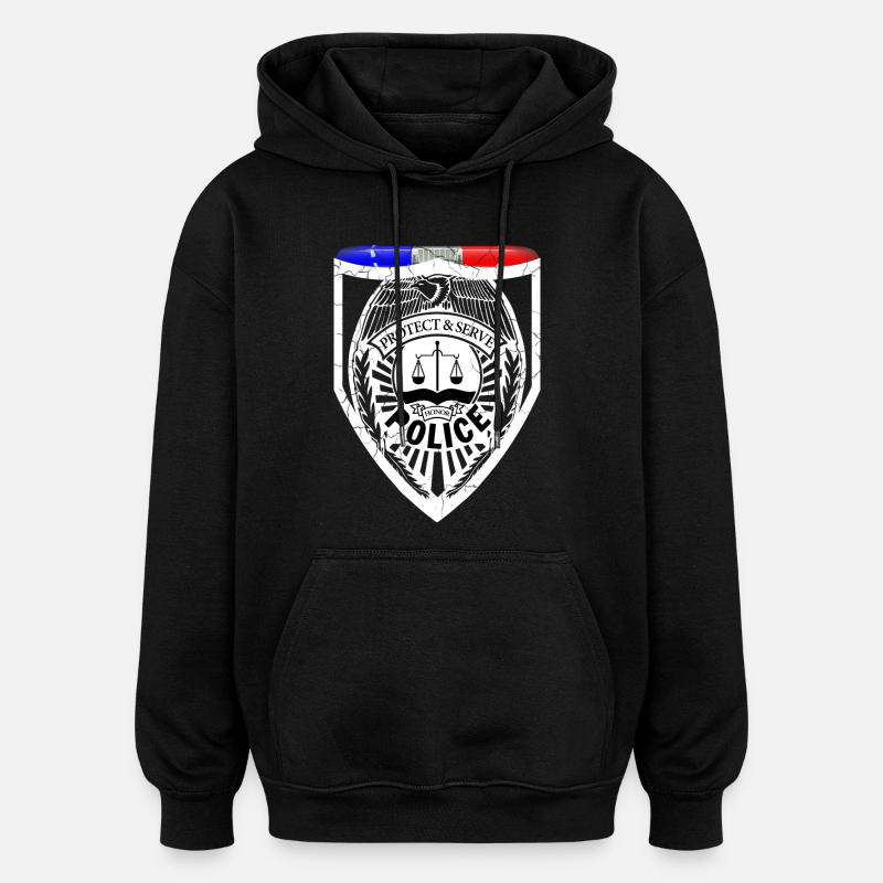 Policier - Sweat à capuche oversize unisexe - noir