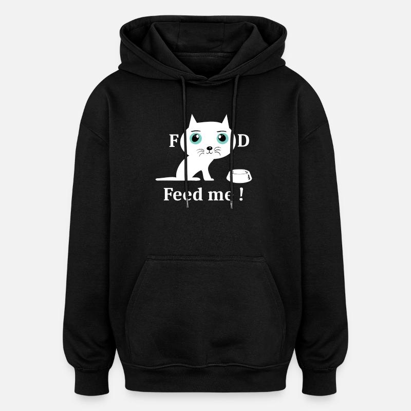 Chat blanc mignon - Sweat à capuche oversize unisexe - noir