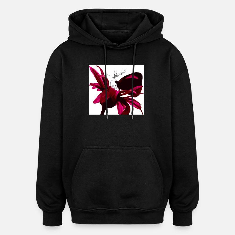 Papillon magique rouge - Sweat à capuche oversize unisexe - noir