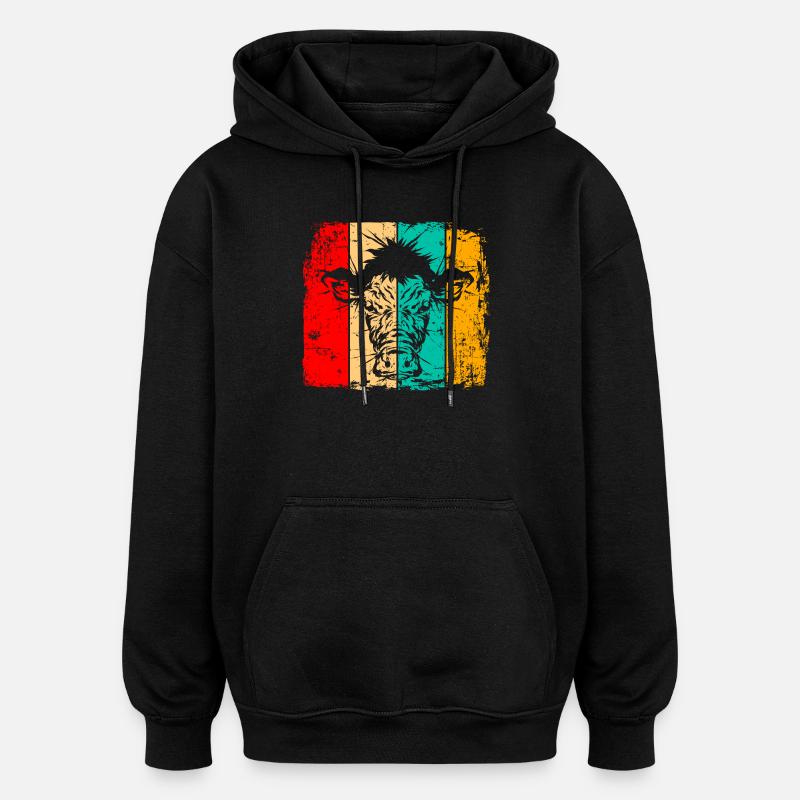 Kuh retro - Oversized Unisex Hoodie - Schwarz