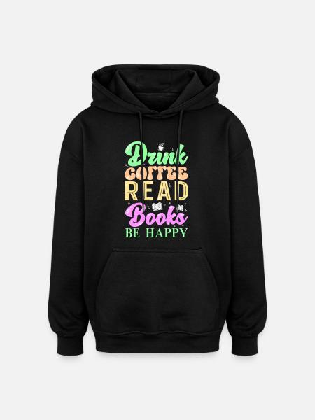 Lesen Kaffee Bücher - Oversized Unisex Hoodie - Schwarz