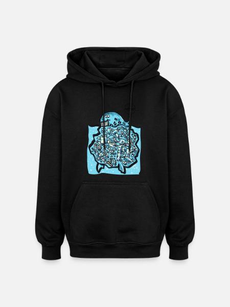 WhaleBerg by . Nemo - Oversized Unisex Hoodie - black