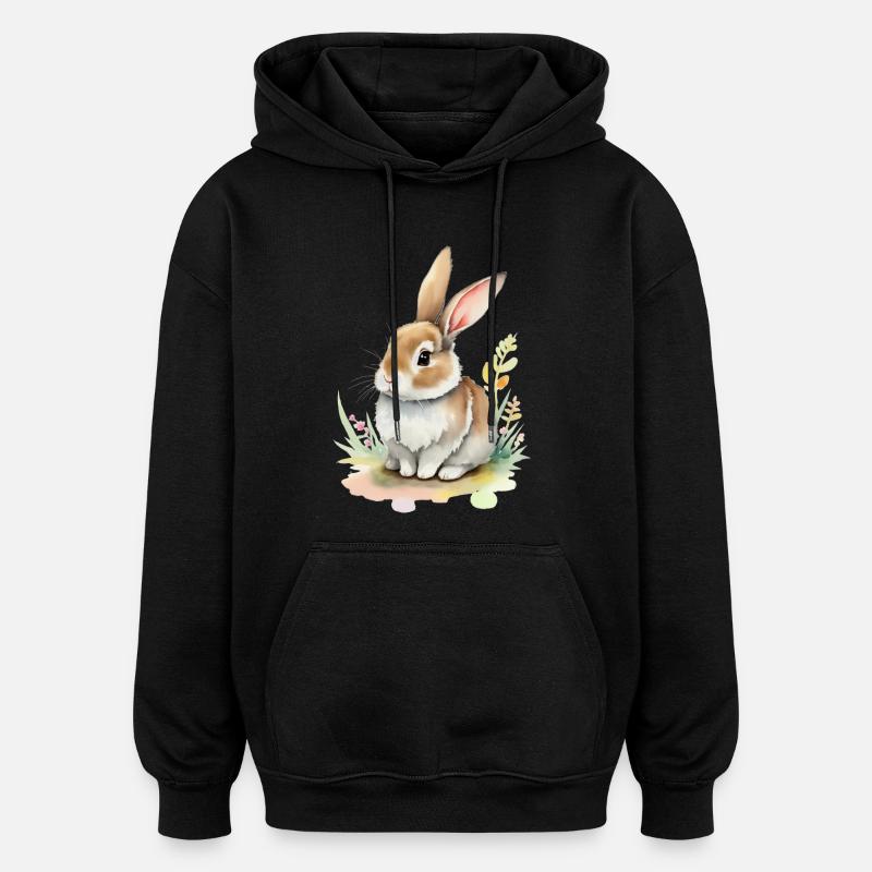 cute bunny - Oversized Unisex Hoodie - black