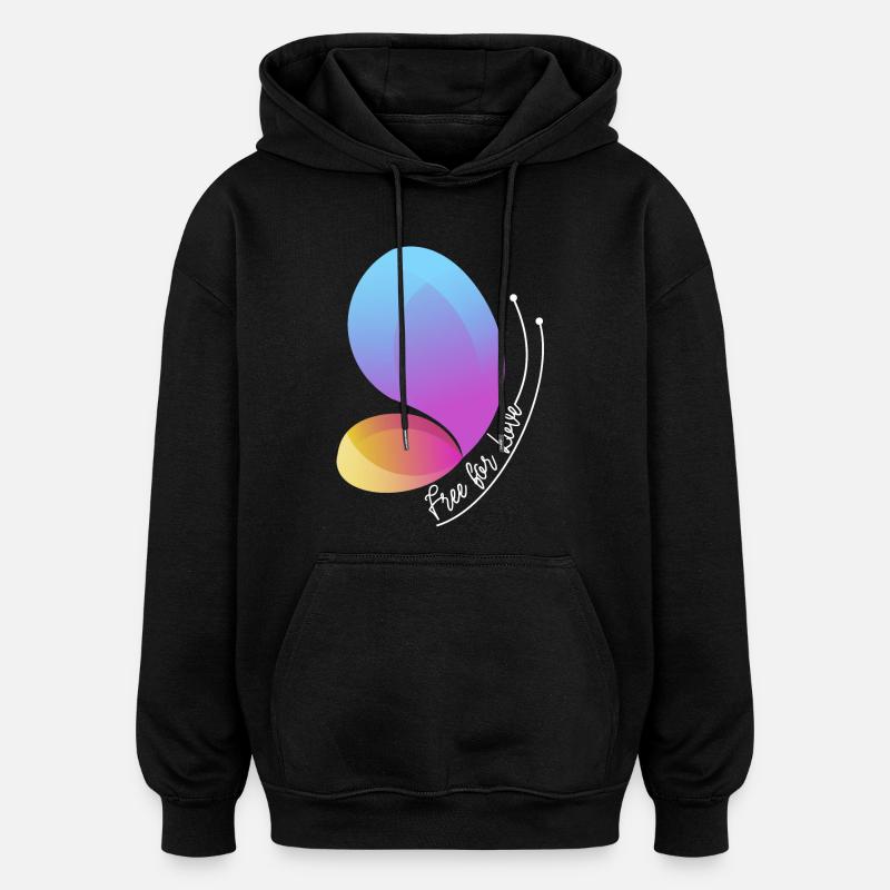 Free Through Love Gradient Butterfly - Oversized Unisex Hoodie - black