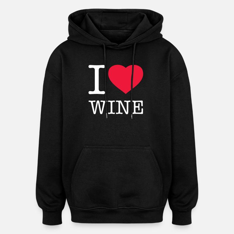 I LOVE WINE Wein - Oversized Unisex Hoodie - black