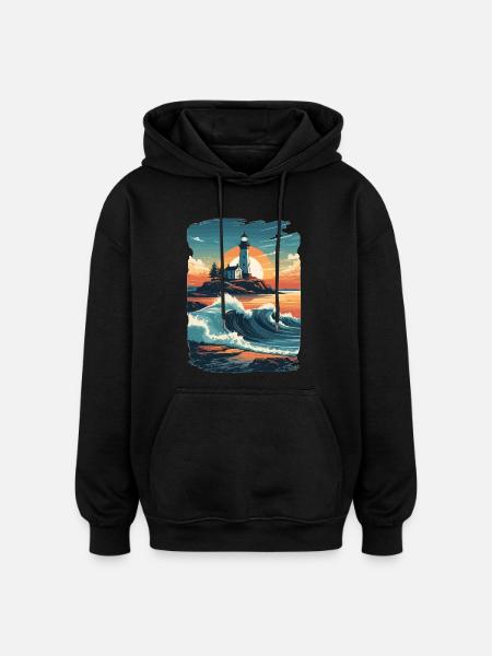 Lighthouse - Oversized Unisex Hoodie - black