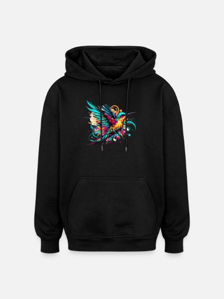 Colibri - Sweat à capuche oversize unisexe - noir