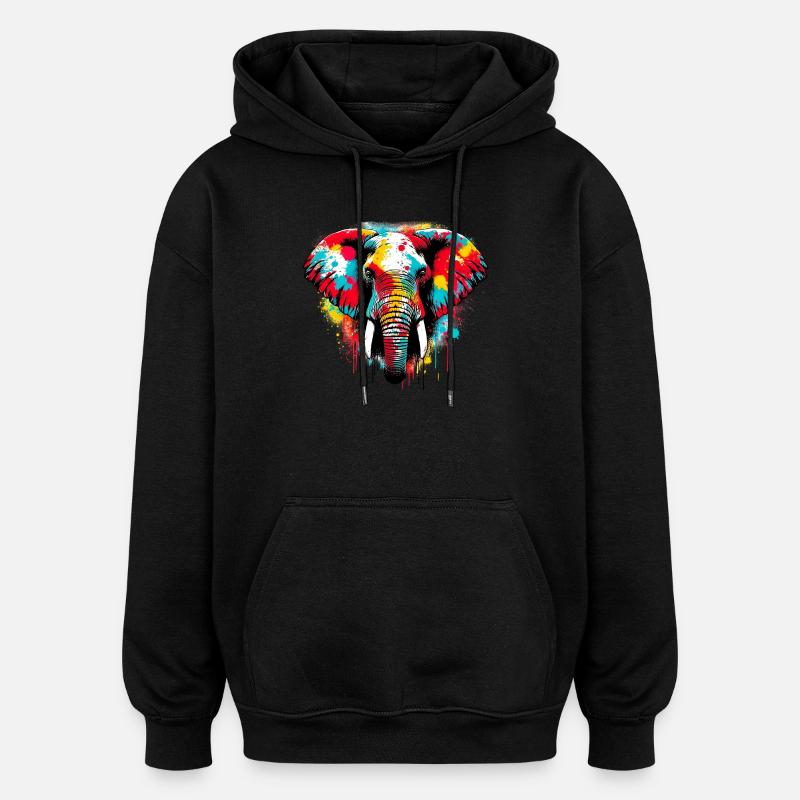 Éléphant - Sweat à capuche oversize unisexe - noir