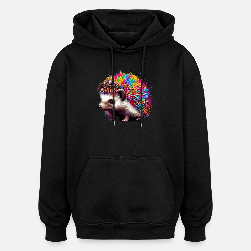 Hérisson - Sweat à capuche oversize unisexe - noir