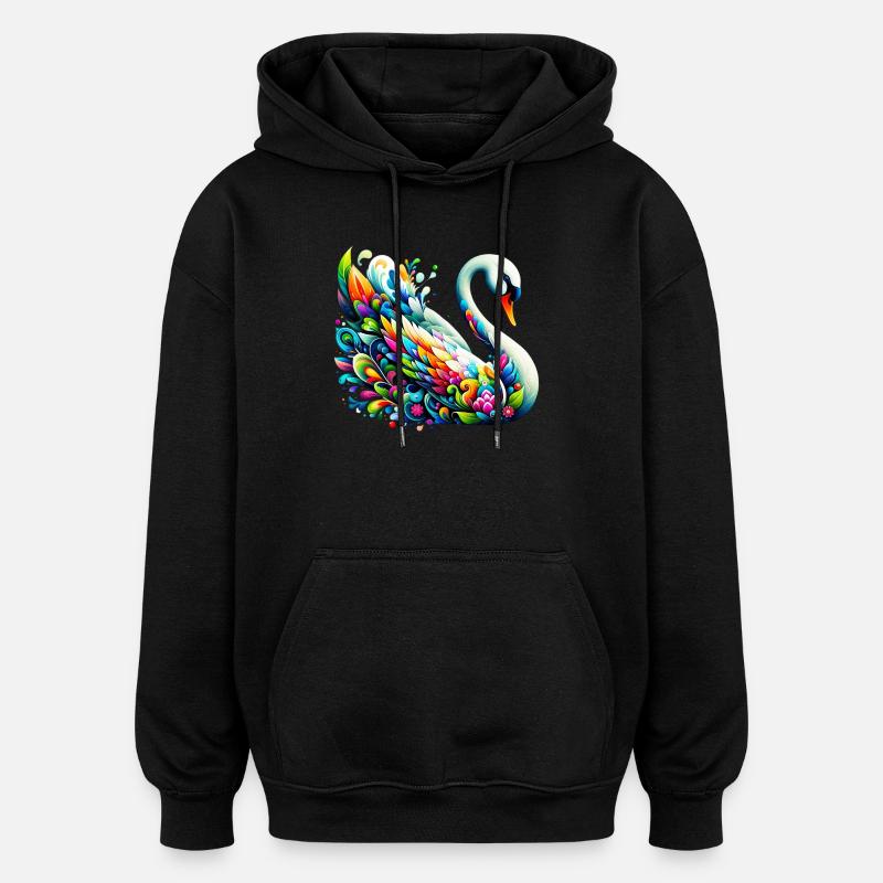 Schwan - Oversized Unisex Hoodie - Schwarz