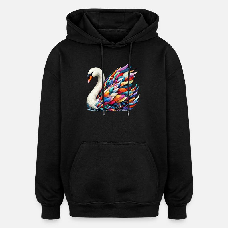 Cygne - Sweat à capuche oversize unisexe - noir