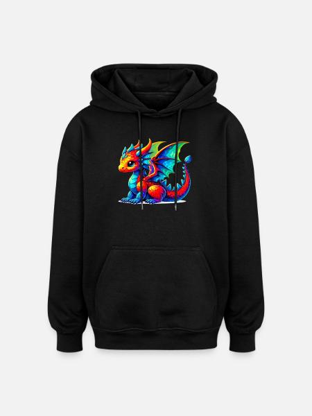 Dragon - Oversized Unisex Hoodie - black