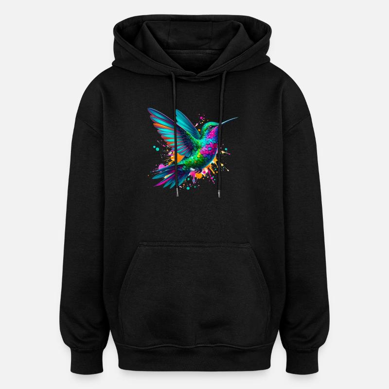 Kolibri - Oversized Unisex Hoodie - Schwarz