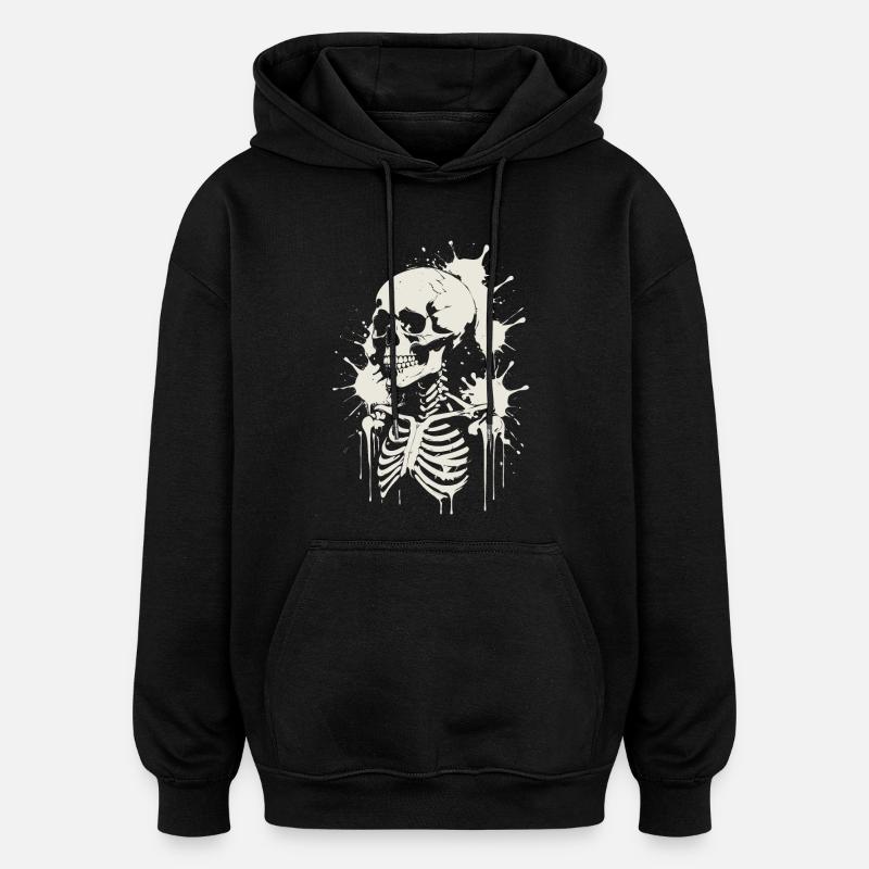 Schädel Skelett Schädel & Malerei - Oversized Unisex Hoodie - Schwarz