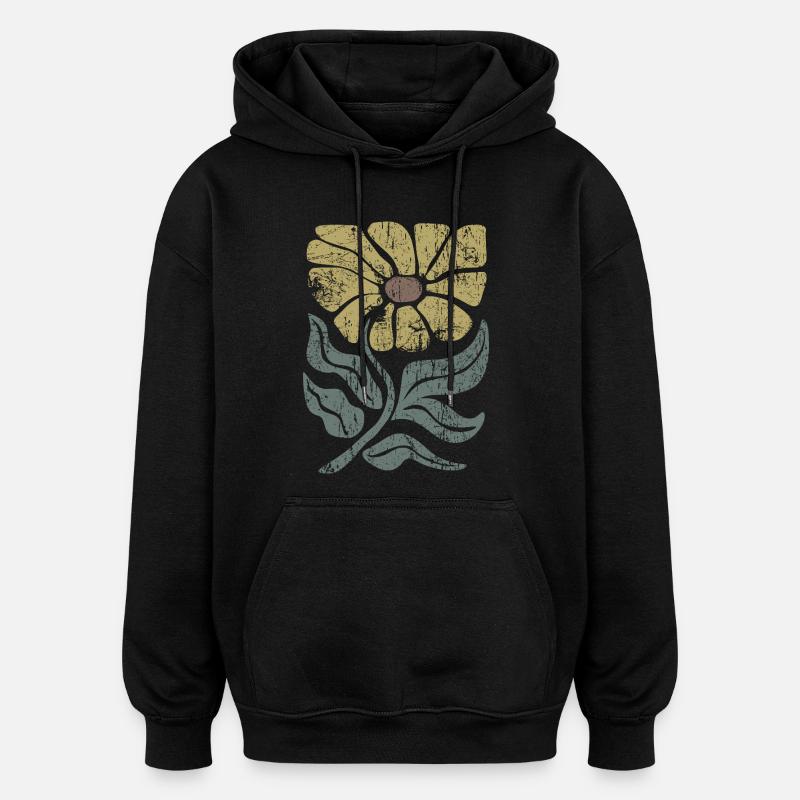 Fleurs - Printemps - Été - Dire - Sweat à capuche oversize unisexe - noir