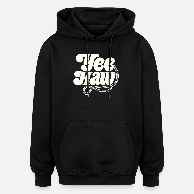 YEE HAW Lasso de cow-boy - Sweat à capuche oversize unisexe - noir