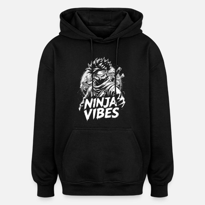 Ninja Vibes T-shirt Design - Sweat à capuche oversize unisexe - noir