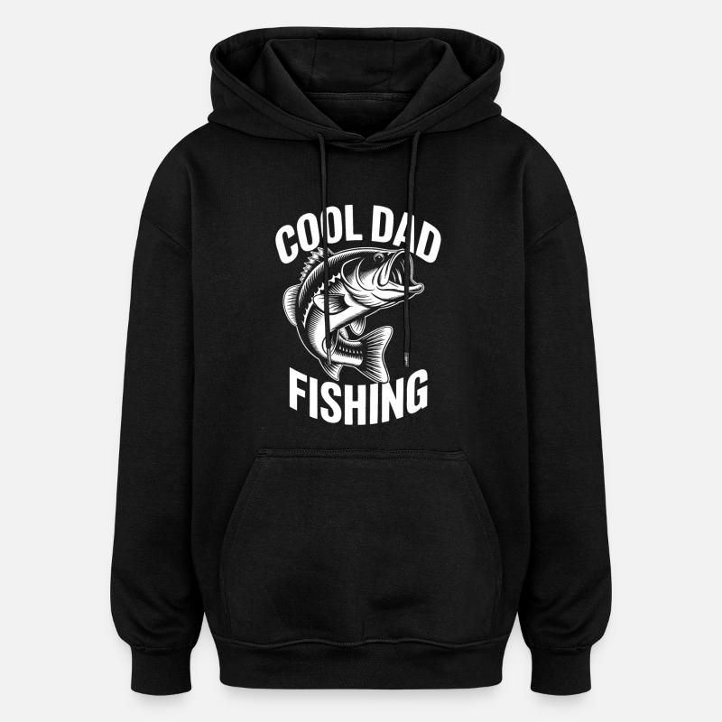 Motif de pêche cool pour papa - Sweat à capuche oversize unisexe - noir