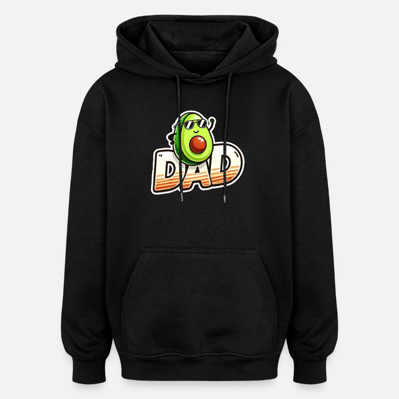 Sunny Avocado Dad Design, Fathers  - Oversized Unisex Hoodie - black