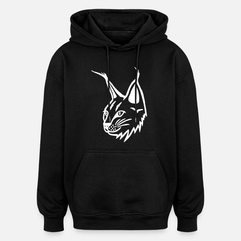 Portrait du lynx blanc - Sweat à capuche oversize unisexe - noir