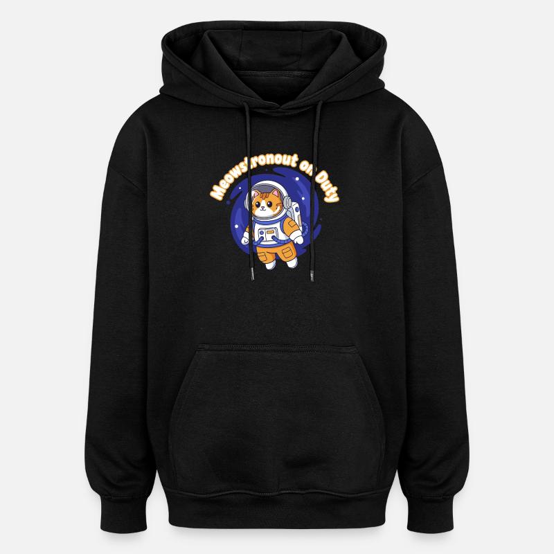 Miaoustronaute en service - Sweat à capuche oversize unisexe - noir