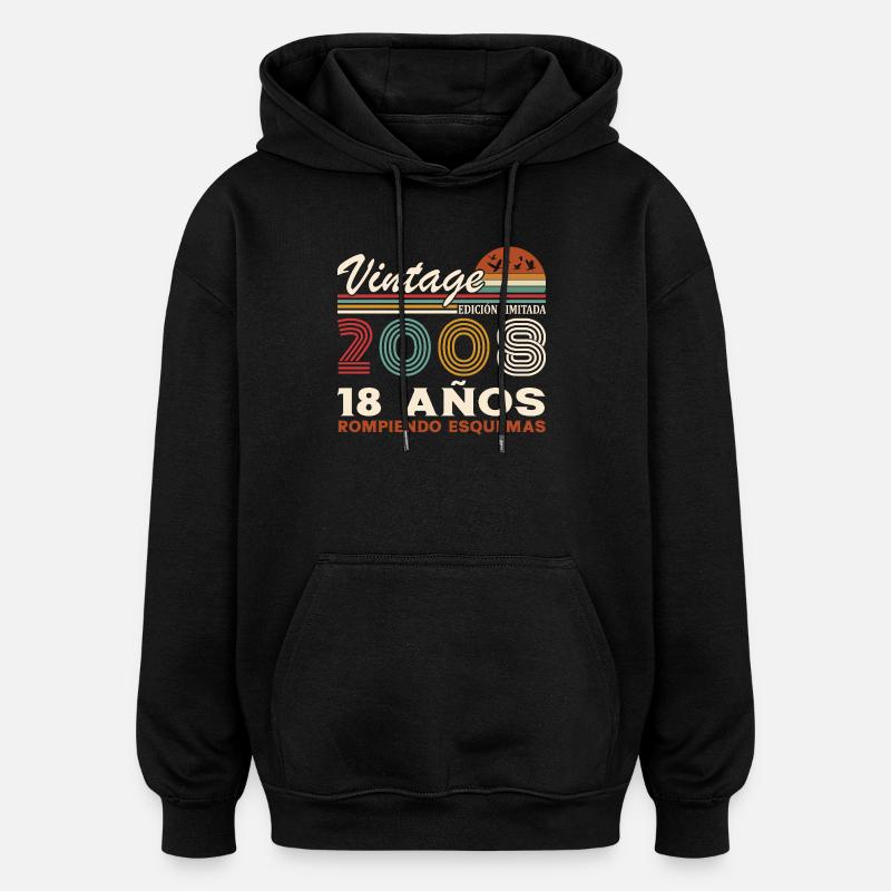 18ème Anniversaire 18 Ans Millésime 2008 - Sweat à capuche oversize unisexe - noir