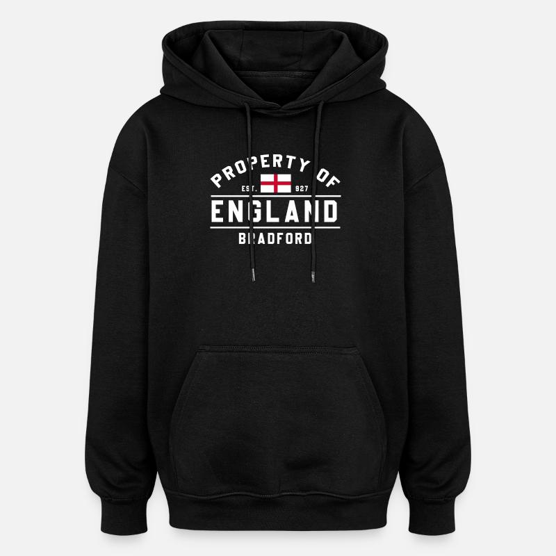 England Bradford Flag Text - Oversized Unisex Hoodie - black