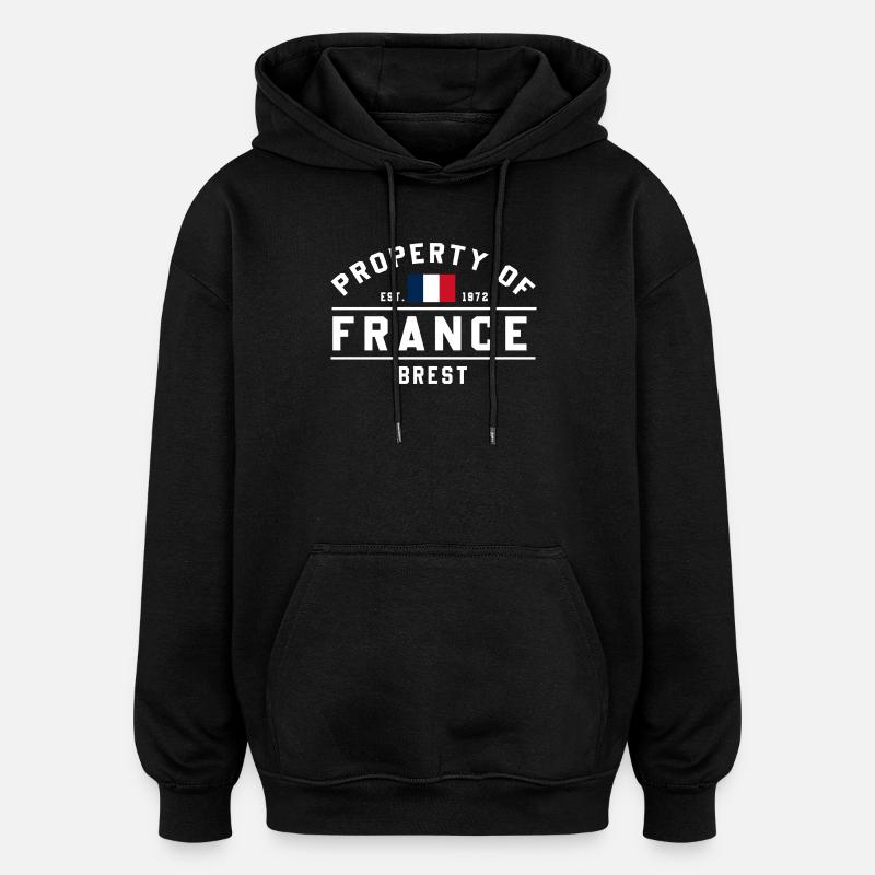 Propriété française Logo Brest - Sweat à capuche oversize unisexe - noir