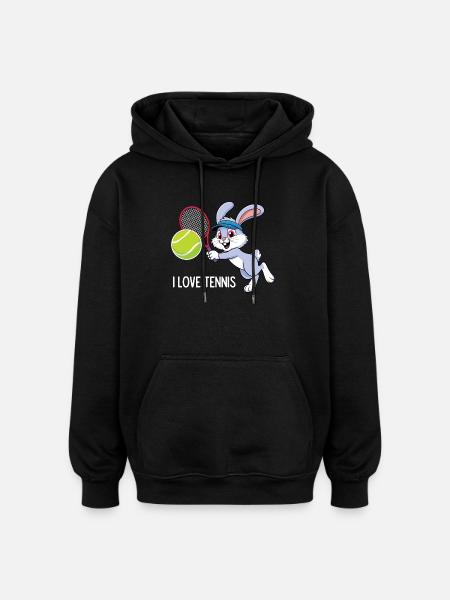 I Love Tennis - Oversized Unisex Hoodie - black