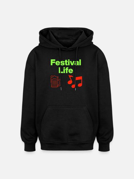 Festival Life – Beer & Beats! - Oversized Unisex Hoodie - black