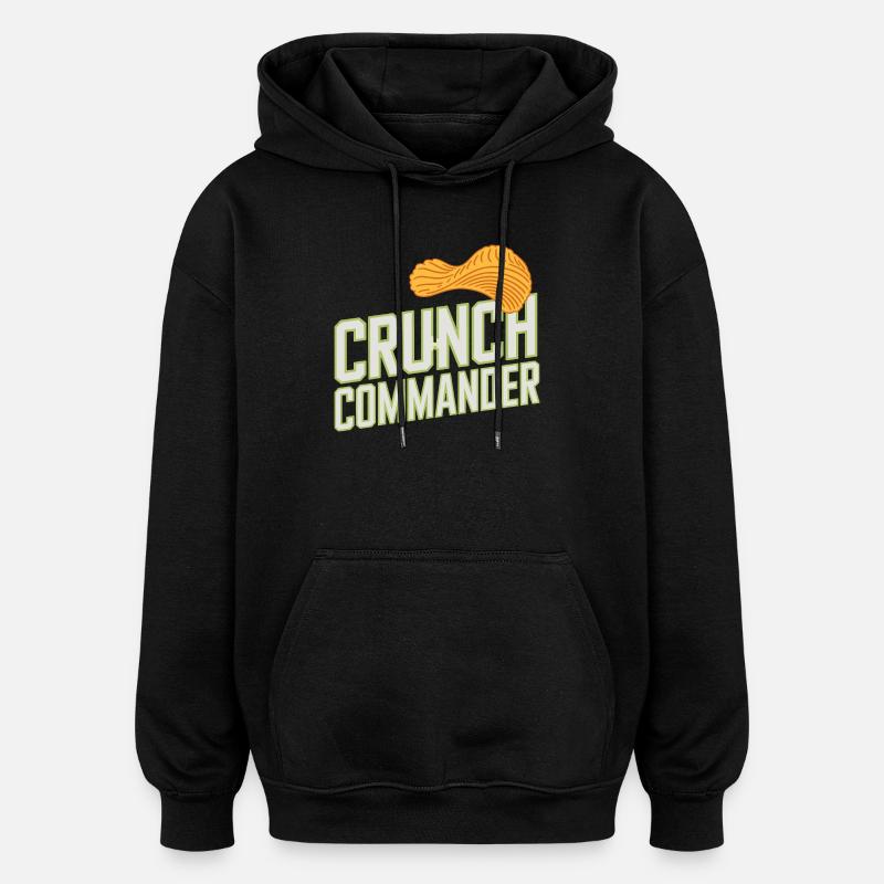 Crunch Commander Nibbler Chips Fan Snack - Oversized Unisex Hoodie - black