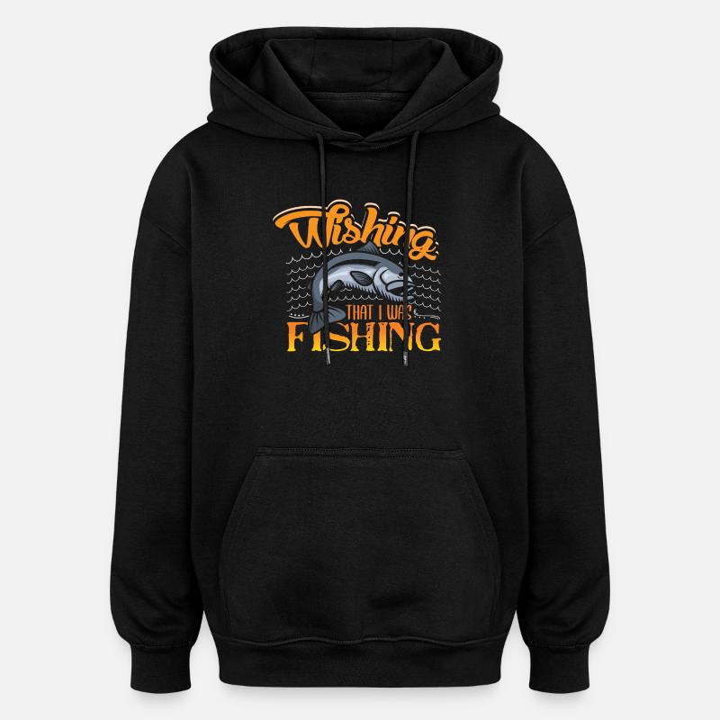 Pêcheur Cadeau Pêche Drôle Pêcheur Pêcheur - Sweat à capuche oversize unisexe - noir