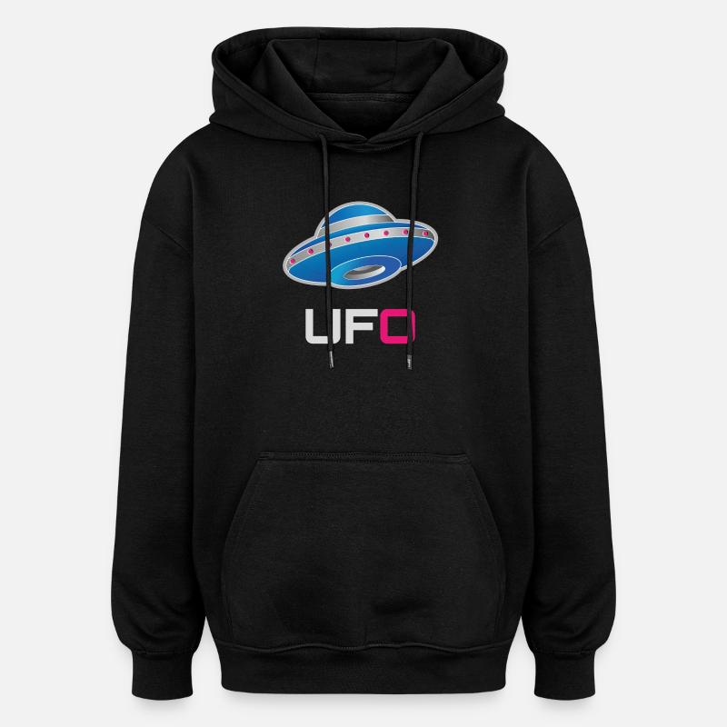 Futuristisches Neon-UFO - Oversized Unisex Hoodie - Schwarz