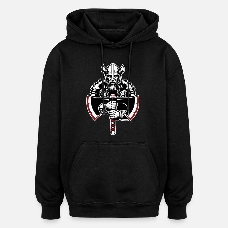 Wikinger-Schild-Runen Keltische Knoten-Maskottchen - Oversized Unisex Hoodie - Schwarz