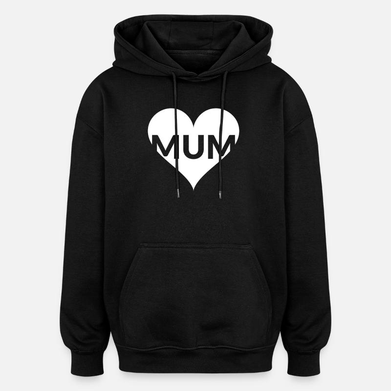 Cœur avec lettres MUM - Sweat à capuche oversize unisexe - noir