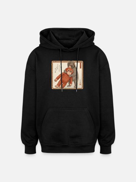 Ukiyo-e Baby Monkey Punch - Oversized Unisex Hoodie - Schwarz