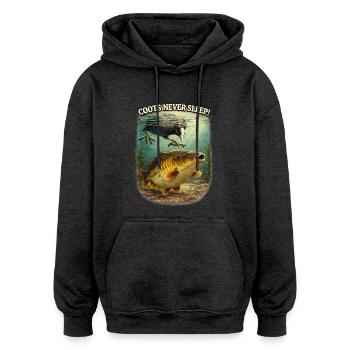 Blässhühner schlafen nie Komisches Karpfenfischen-Design - Oversized Unisex Hoodie - Anthrazit - Vorne - Noah (186cm)