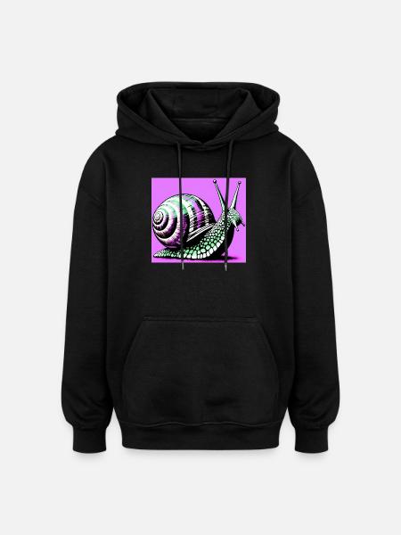 Escargot - Sweat à capuche oversize unisexe - noir