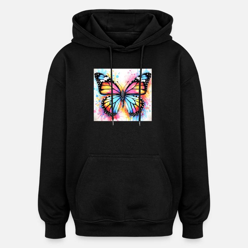 papillon - Sweat à capuche oversize unisexe - noir