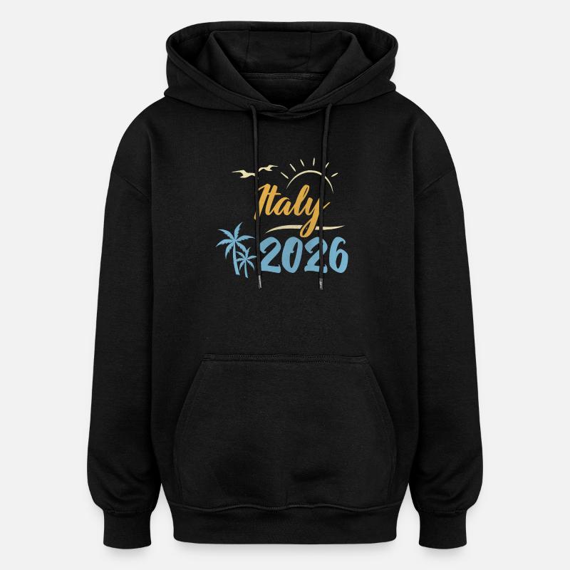 Italie 2026 - Sweat à capuche oversize unisexe - noir