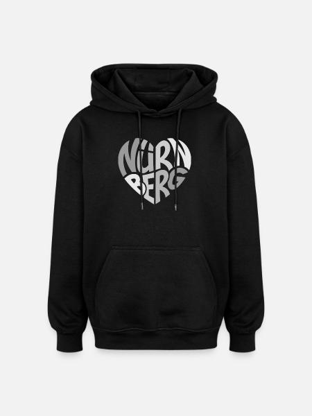Nuremberg Heart Graffiti Typo - Oversized Unisex Hoodie - black
